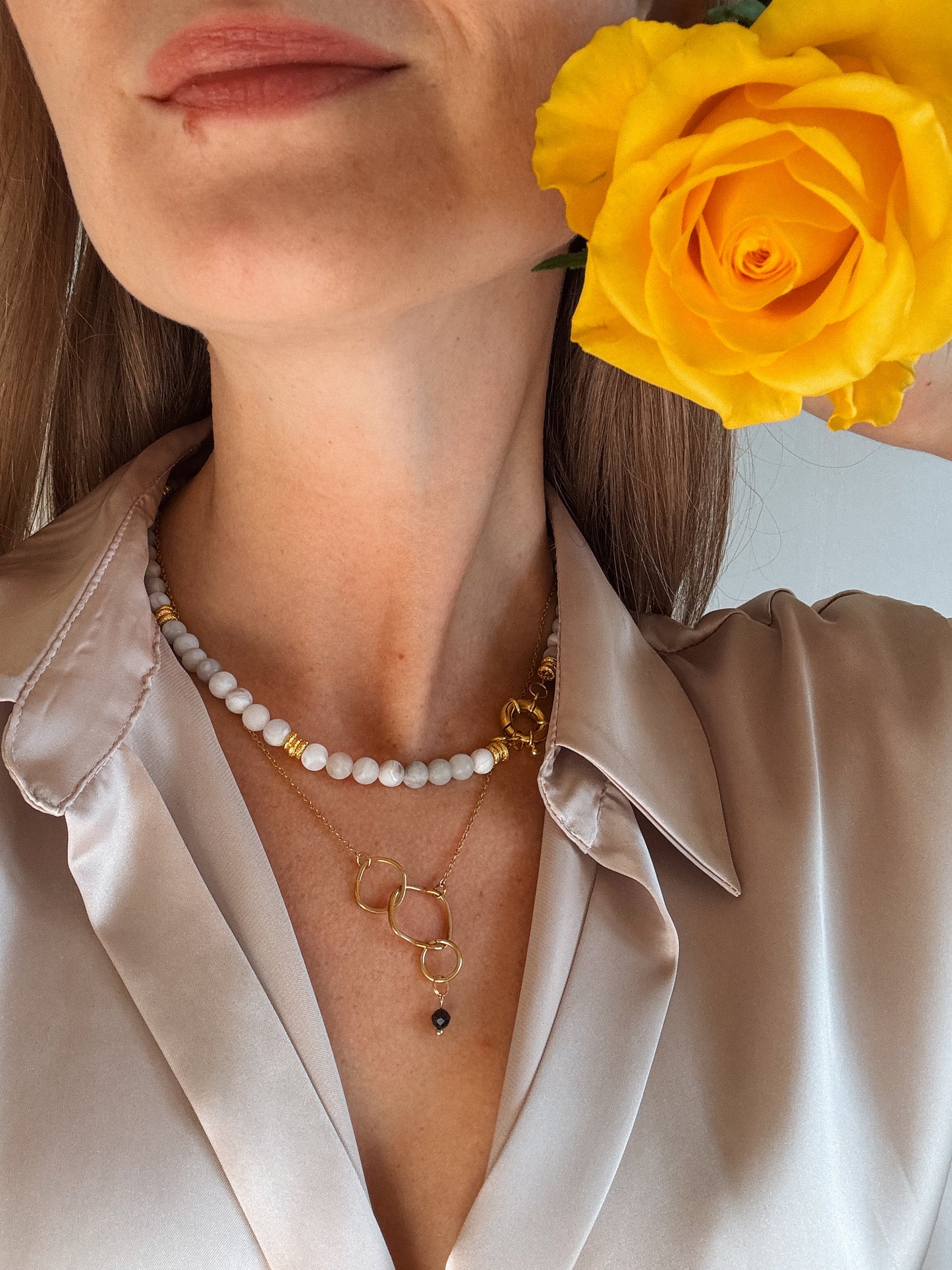 Chunky White Agate Necklace