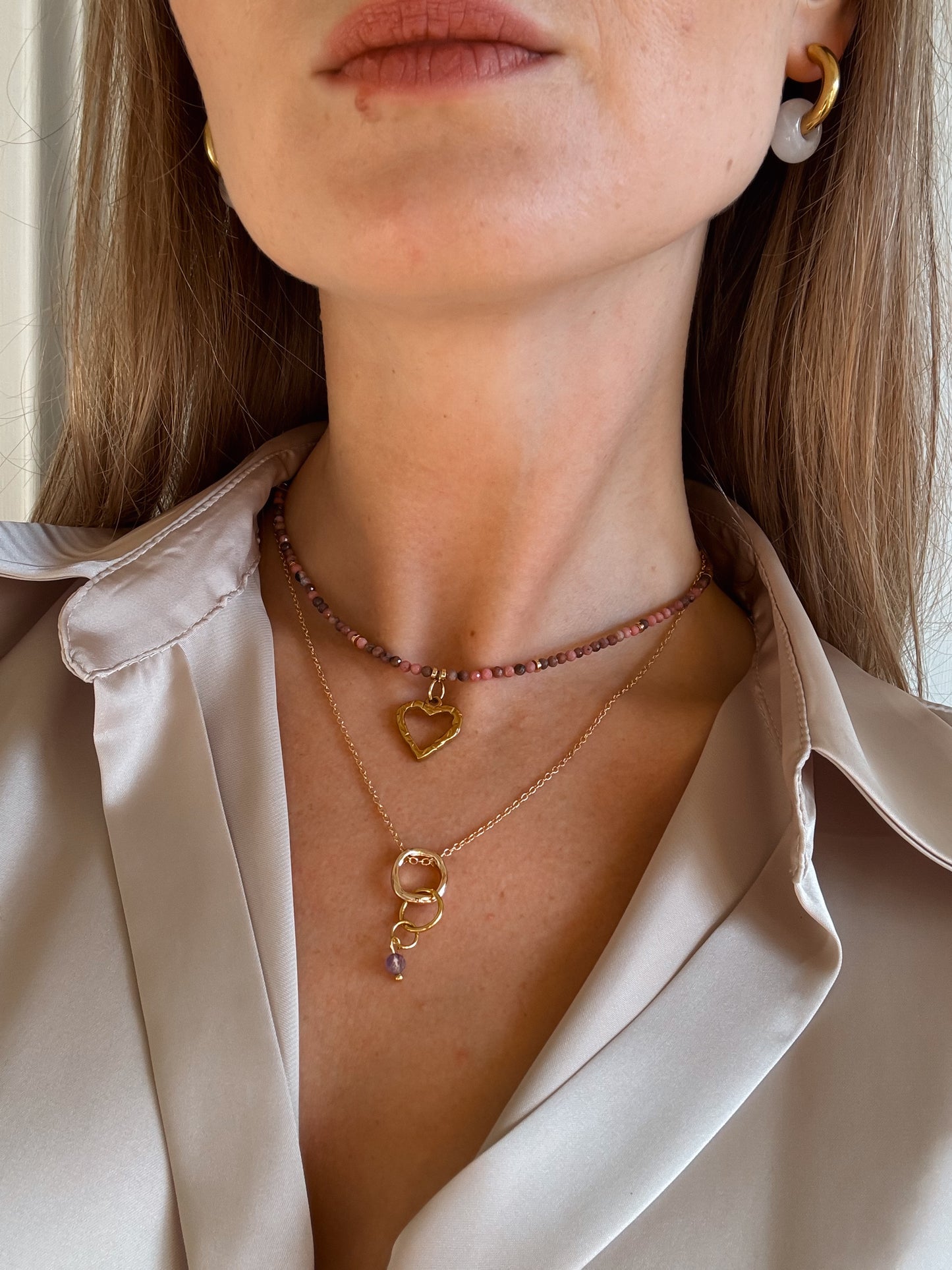 Be Sensual Chocker style Necklace with Rhodochrosite Stones