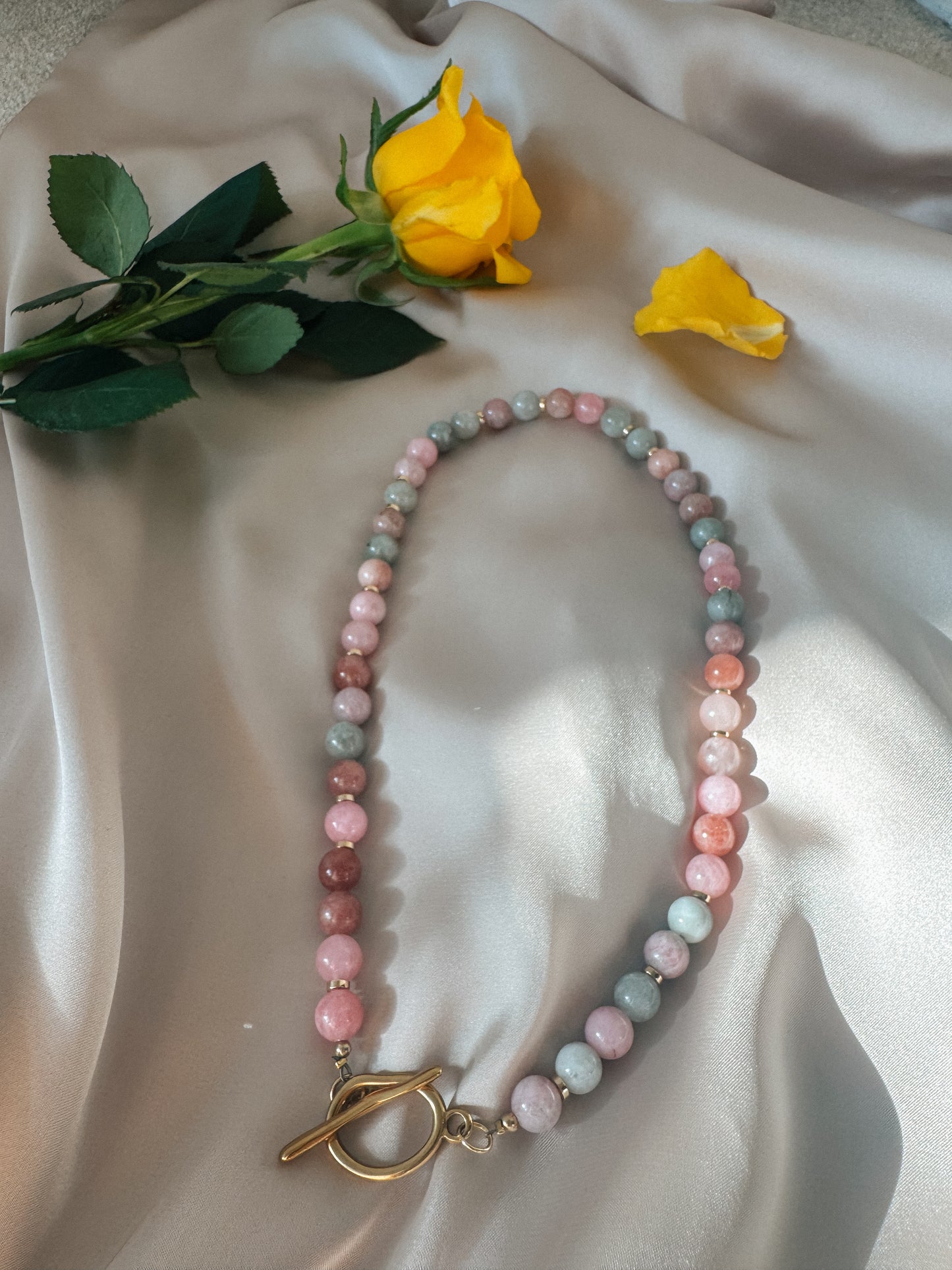 Chunky Colourful Jade Necklace with Toggle Clasp