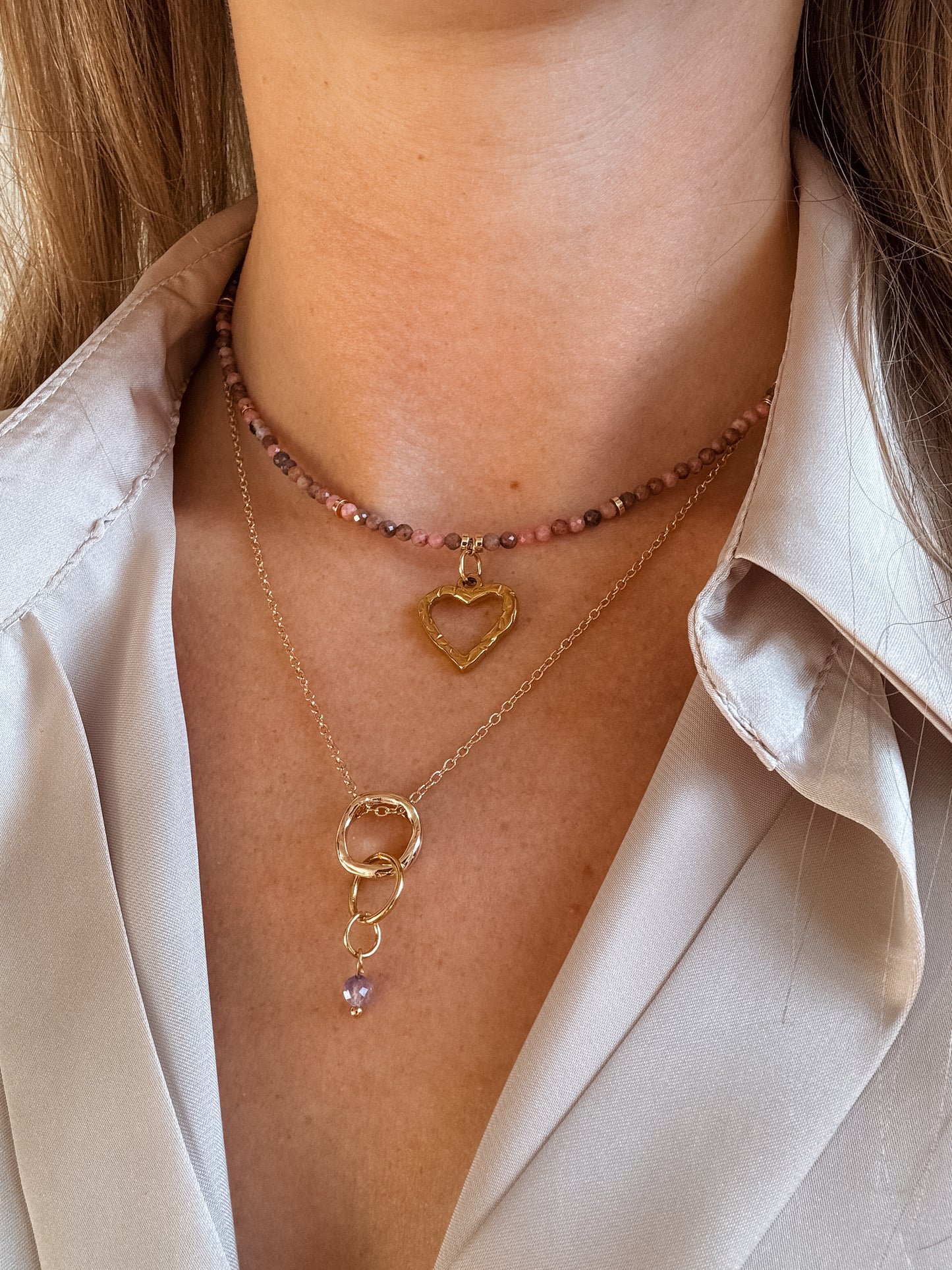 Be Sensual Chocker style Necklace with Rhodochrosite Stones